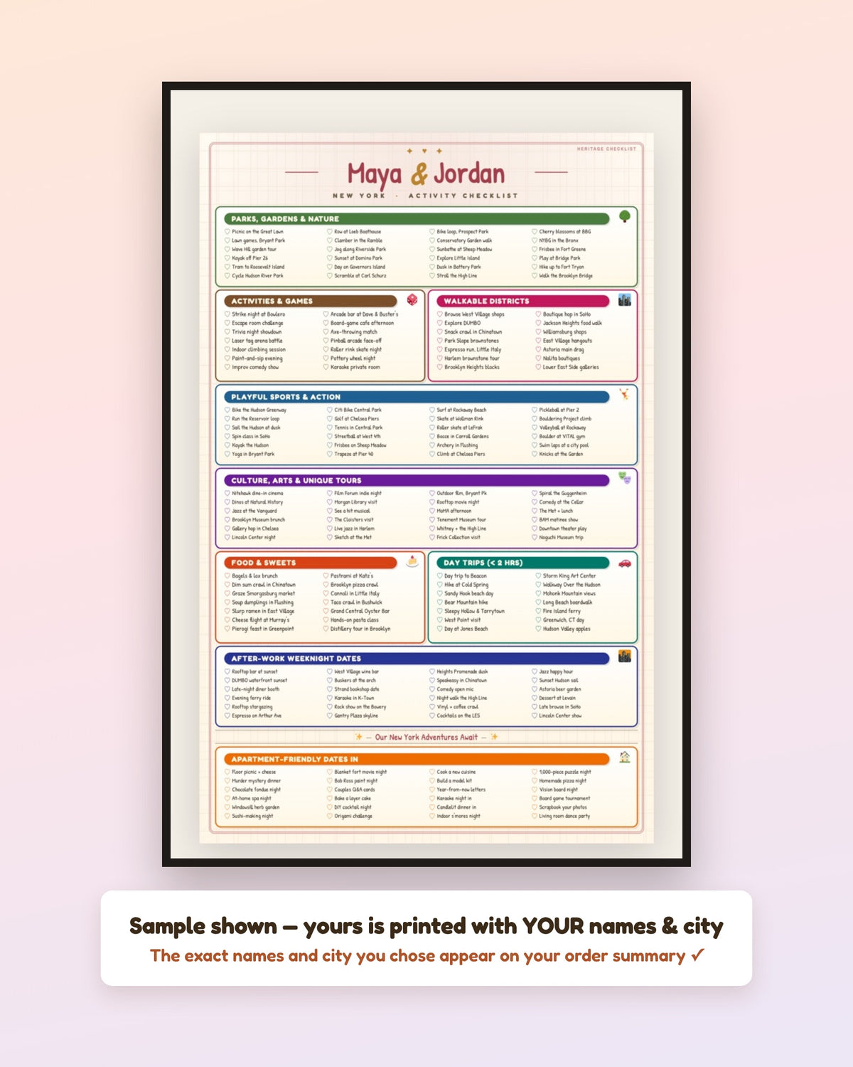 Personalized City Activity Poster